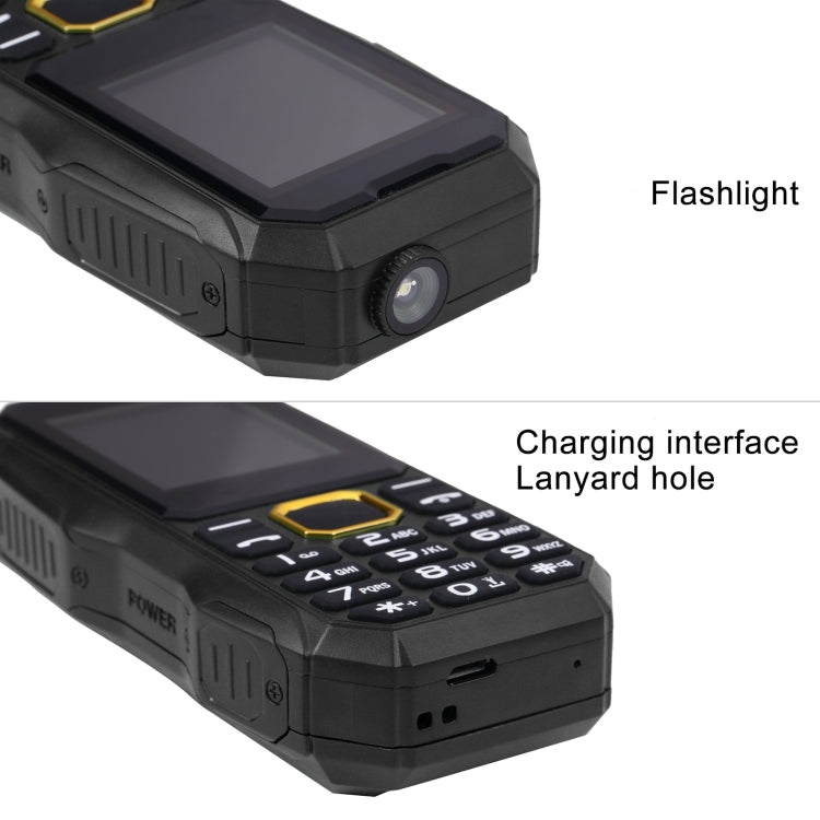 Impermeabile Antiurto Antipolvere, Batteria 5800mAh, 1,8 pollici, 21 Tasti, Torcia LED, Doppia SIM