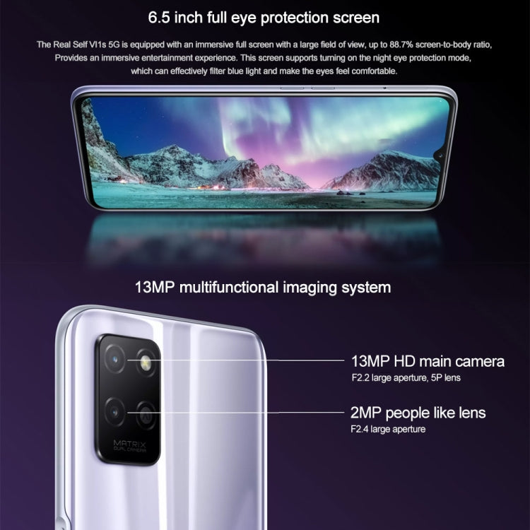 Doppia fotocamera posteriore, identificazione delle impronte digitali laterale, batteria da 5000 mAh, Realme UI 2.0 da 6,5 pollici / Android 11 MediaTek Dimensity 810 Octa Core fino a 2,4 GHz, Rete: 5G, Supporto Google Play, 4GB+128GB