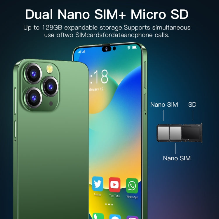 Identificazione facciale, Android 10 MTK6737 Quad Core, Rete: 4G, con scheda TF da 64 GB, i14 Pro Max N86 4GB+32GB