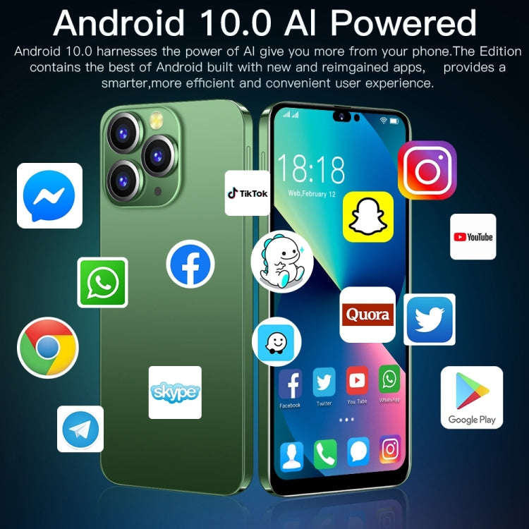 Identificazione facciale, Android 10 MTK6737 Quad Core, Rete: 4G, con scheda TF da 64 GB, i14 Pro Max N86 4GB+32GB