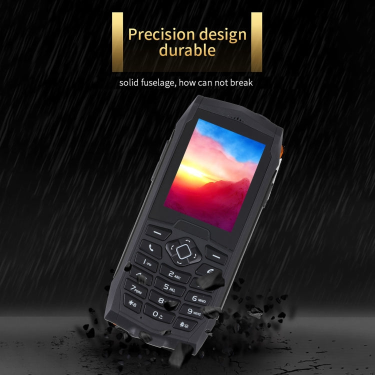 IP68 impermeabile, antipolvere, antiurto, 2,4 pollici, MTK6261D, batteria da 2000 mAh, altoparlante, FM, rete: 2G, doppia SIM