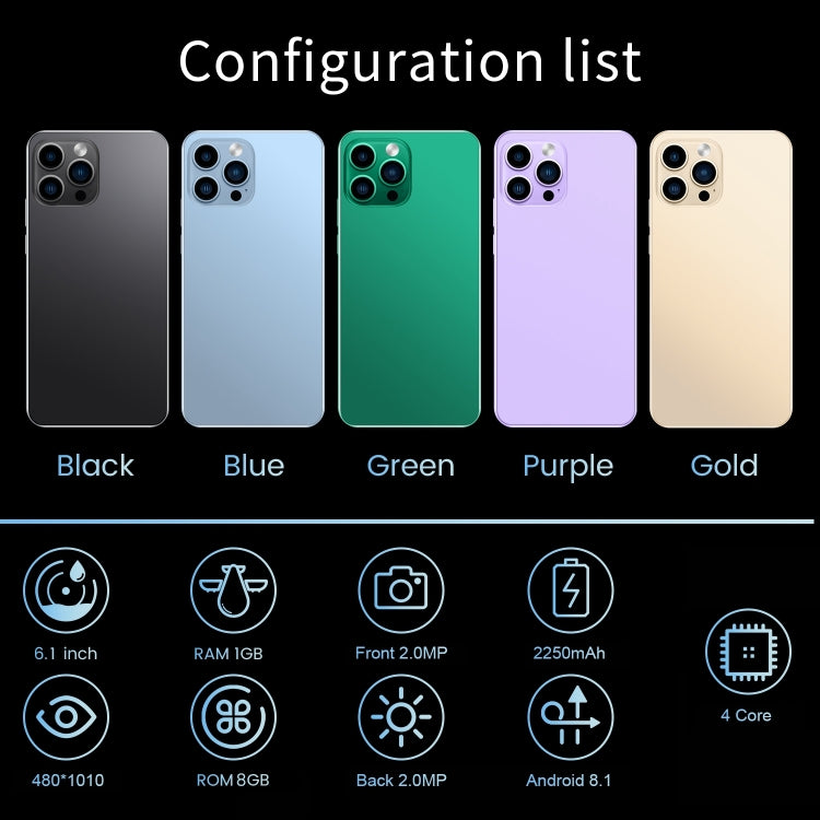 Identificazione facciale, Android 8.1 MTK6580A Quad Core, Rete: 3G, Doppia SIM, 1GB+8GB,MTK6580A