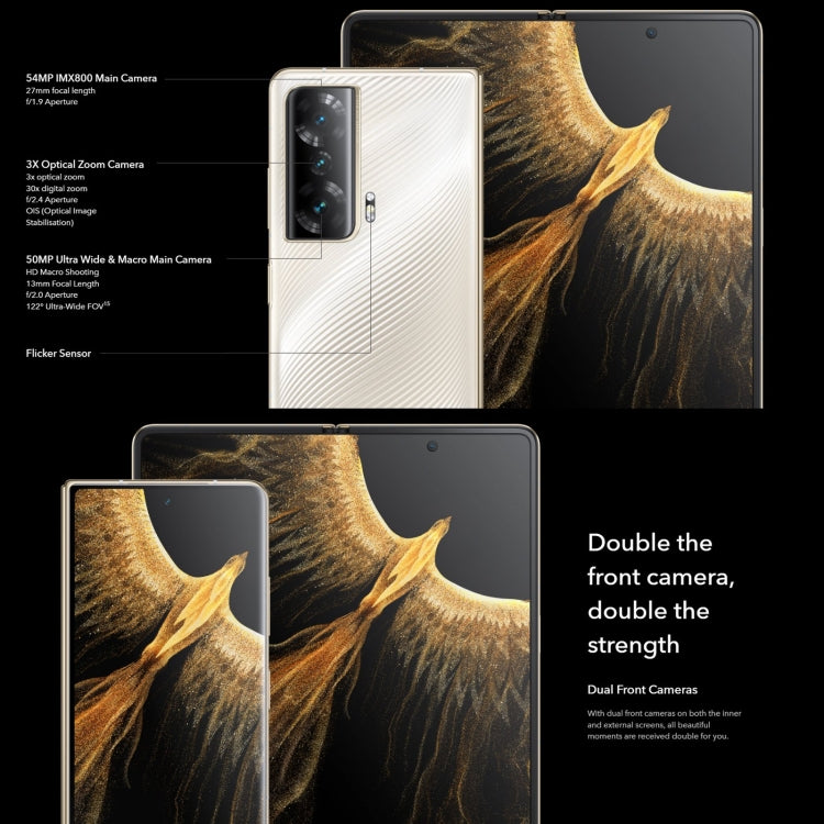 Tripla fotocamera posteriore, identificazione delle impronte digitali laterale, Magic UI 7.0 da 7,9 pollici + 6,45 pollici Android 12 Qualcomm Snapdragon 8+ Gen 1 Octa Core fino a 3,0 GHz, Rete: 5G, OTG, NFC, Non supporta Google Play