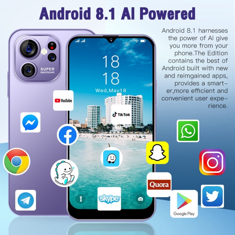Identificazione facciale, Android 8.1 MTK6737 Octa Core, Rete: 4G, S23 Ultra E6 2GB+16GB