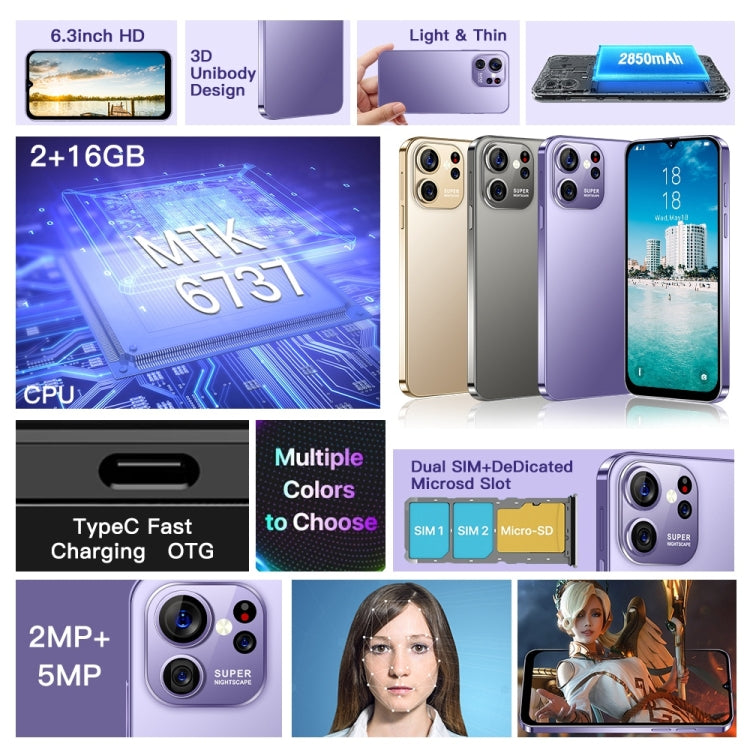Identificazione facciale, Android 8.1 MTK6737 Octa Core, Rete: 4G, S23 Ultra E6 2GB+16GB