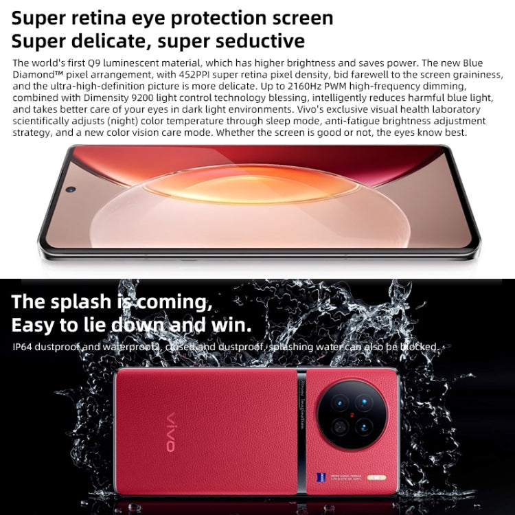 Tripla fotocamera posteriore, identificazione delle impronte digitali sullo schermo/Face ID, batteria da 4810 mAh, 6,78 pollici Android 13.0 OriginOS 3 MediaTek Dimensity 9200 Octa Core fino a 3,05 GHz, NFC, OTG, Rete: 5G, supporto Google Play