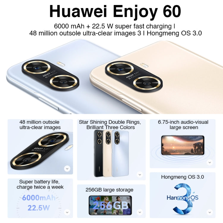 Doppia fotocamera posteriore, Face ID e identificazione delle impronte digitali laterali, batteria da 6000 mAh, HarmonyOS 3.0 Octa Core da 6,75 pollici, rete: 4G, OTG, non supporta Google Play, 256GB