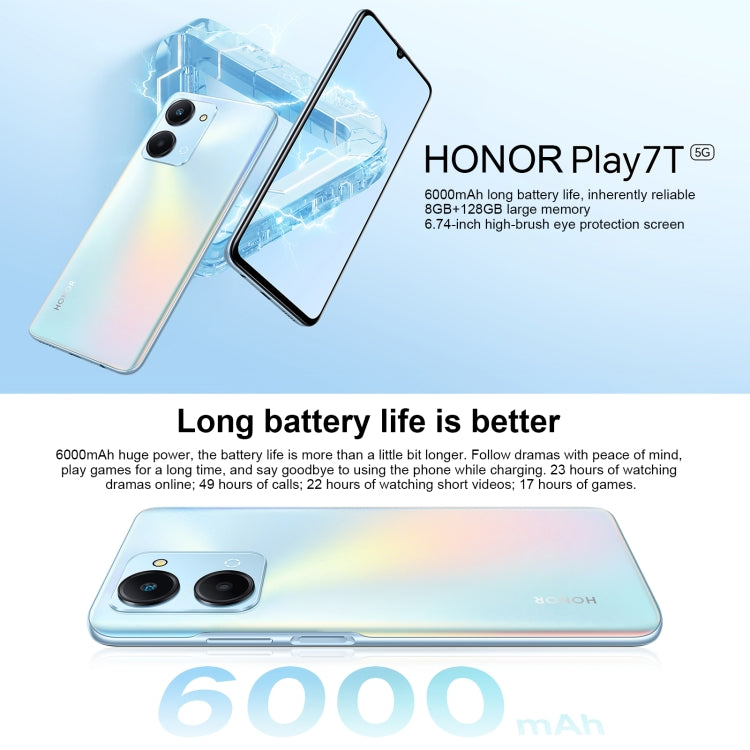 Doppia fotocamera posteriore, identificazione delle impronte digitali laterale, batteria da 6000 mAh, Magic UI 6.1 da 6,74 pollici / Android 12 Dimensity 6020 Octa Core, rete: 5G, OTG, non supporta Google Play, 8GB+128GB