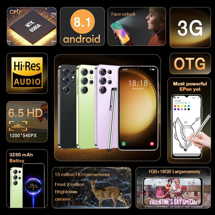 Identificazione facciale, Android 8.1 MTK6580A Quad Core, Rete: 3G, OTG, S23Ultra5G / B51