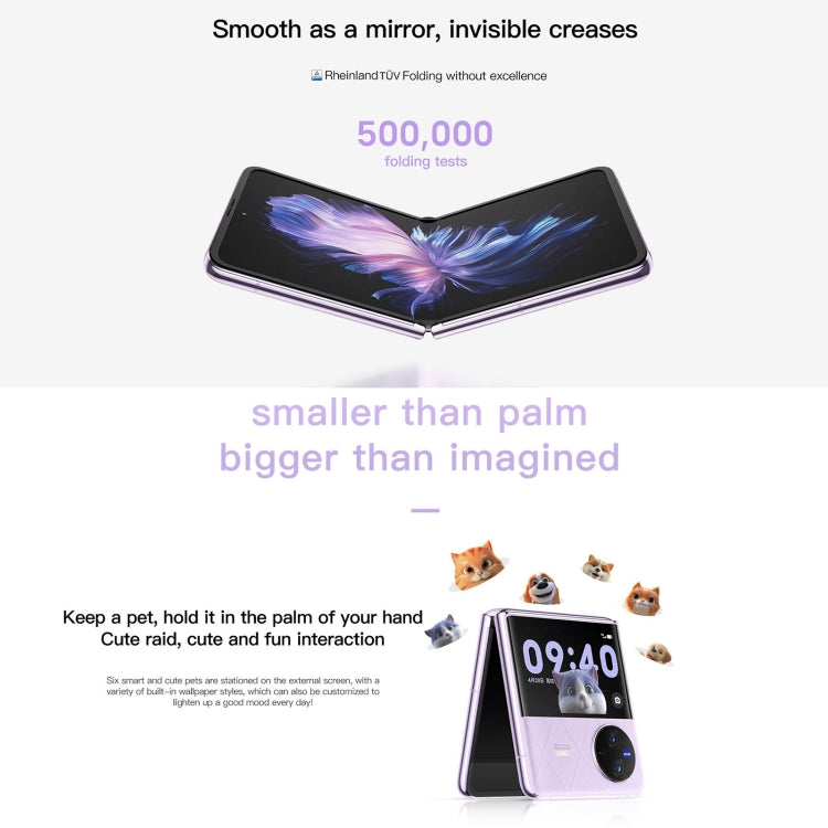 Doppia fotocamera posteriore, identificazione dell'impronta digitale laterale, batteria da 4400 mAh, 6,74 pollici + 3,0 pollici Android 13.0 OriginOS 3 Qualcomm Snapdragon 8+ Gen1 Octa Core fino a 3,0 GHz, NFC, OTG, rete: 5G, 12GB+256GB