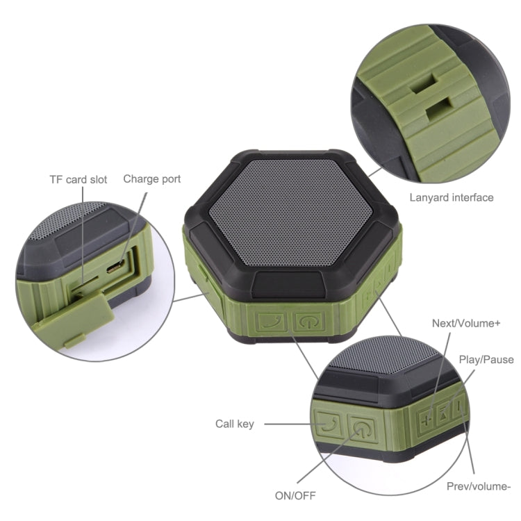 Altoparlante stereo Bluetooth impermeabile portatile BT508 con microfono e gancio integrati, supporto chiamate in vivavoce, scheda TF e FM, distanza Bluetooth: 10 m