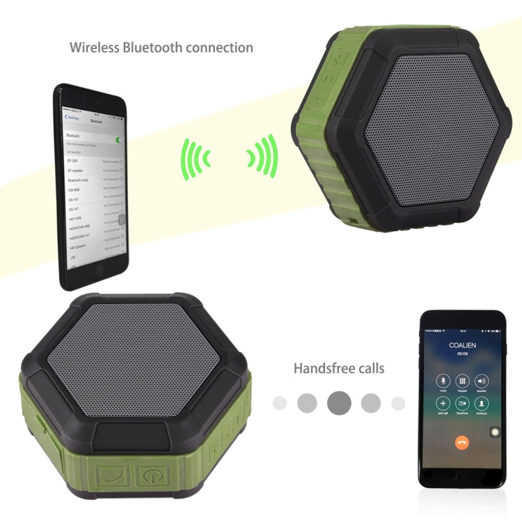 Altoparlante stereo Bluetooth impermeabile portatile BT508 con microfono e gancio integrati, supporto chiamate in vivavoce, scheda TF e FM, distanza Bluetooth: 10 m