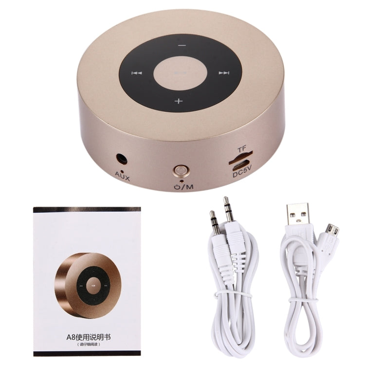 Altoparlante Bluetooth stereo portatile A8, microfono integrato, supporto chiamate in vivavoce/scheda TF/ingresso AUX, Pink, Gold, Grey, Red, Silver