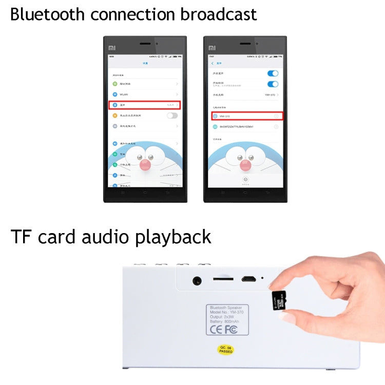 Altoparlante Bluetooth multifunzione YM370 con microfono, supporta chiamate in vivavoce e scheda TF