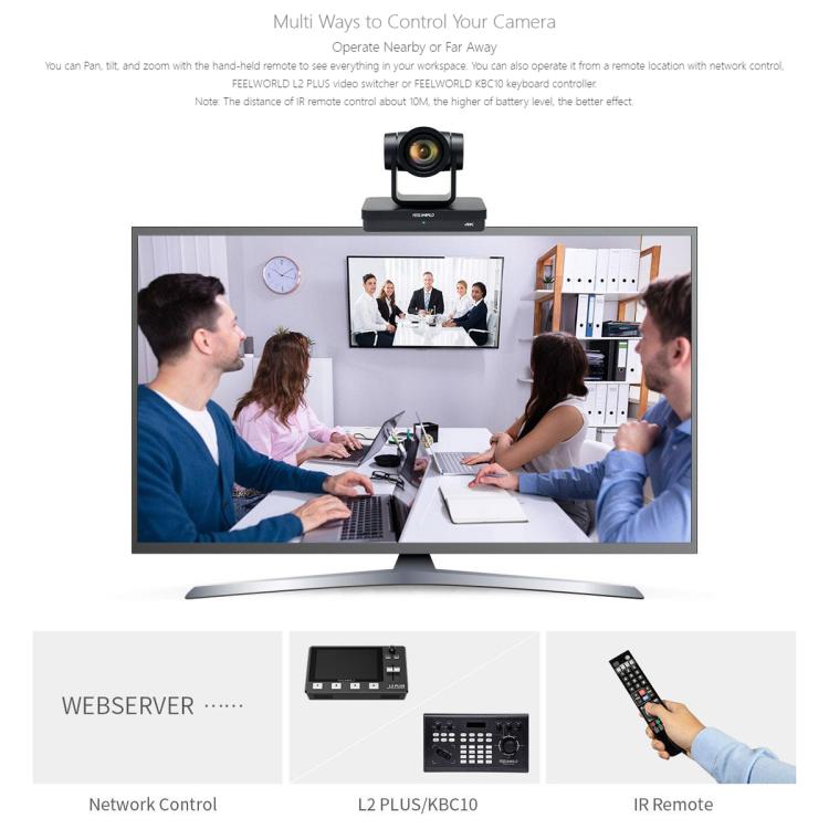 FEELWORLD UHD4K12X Telecamera PTZ 4K Zoom ottico 12X, messa a fuoco automatica SDI HDMI USB IP Controllo remoto, UHD4K12X