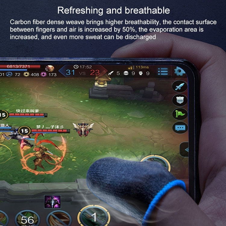 1 paio di coperture per dita touch screen per giochi per telefoni cellulari traspiranti in fibra di carbonio per pollice / indice