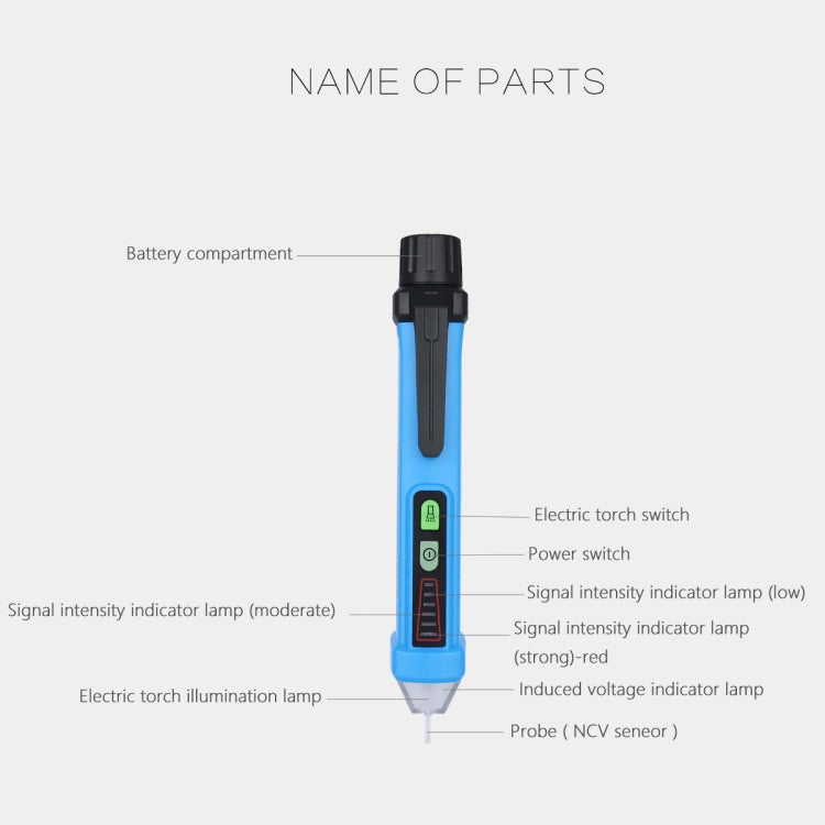 BSIDE AVD05 Rilevatori di tensione CA senza contatto 12 ~ 1000 V Elettrosonda a induzione Tipo di penna ACV Tester elettrici Strumento domestico con luce a LED, 12~1000V