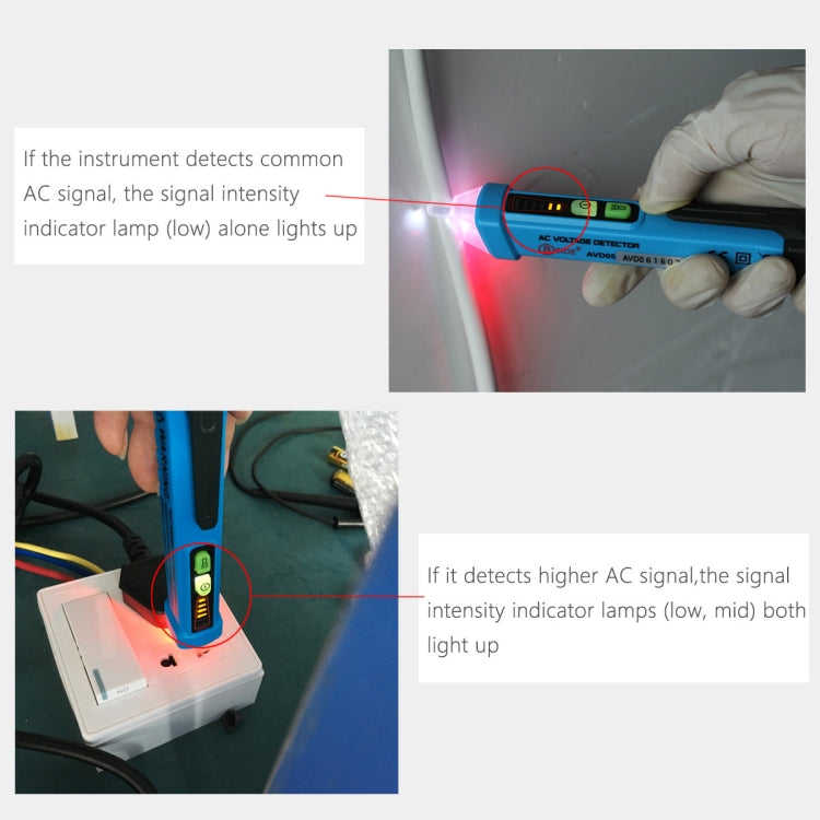 BSIDE AVD05 Rilevatori di tensione CA senza contatto 12 ~ 1000 V Elettrosonda a induzione Tipo di penna ACV Tester elettrici Strumento domestico con luce a LED, 12~1000V