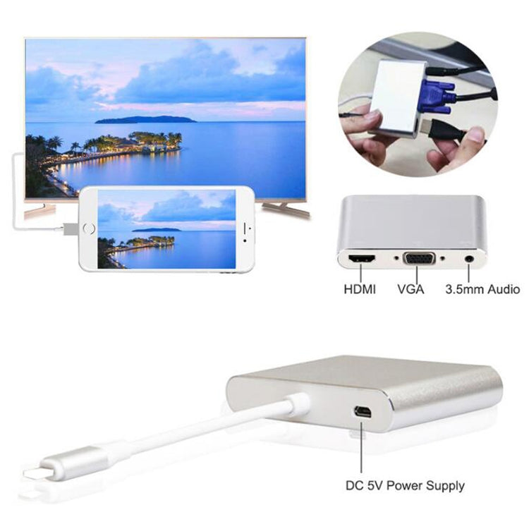 Adattatore 3 in 1 da 8 pin a HDMI/VGA/audio