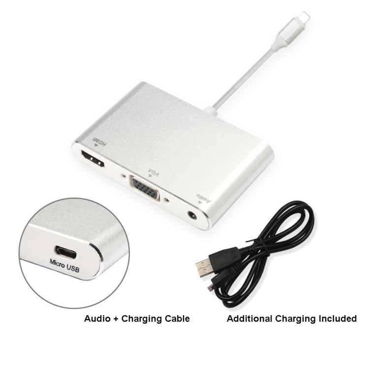 Adattatore 3 in 1 da 8 pin a HDMI/VGA/audio