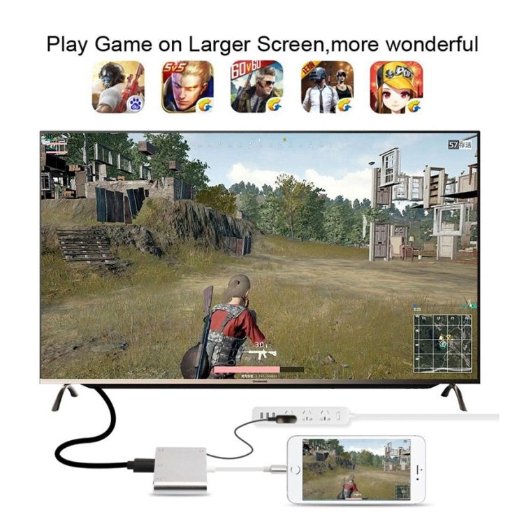 Adattatore 3 in 1 da 8 pin a HDMI/VGA/audio