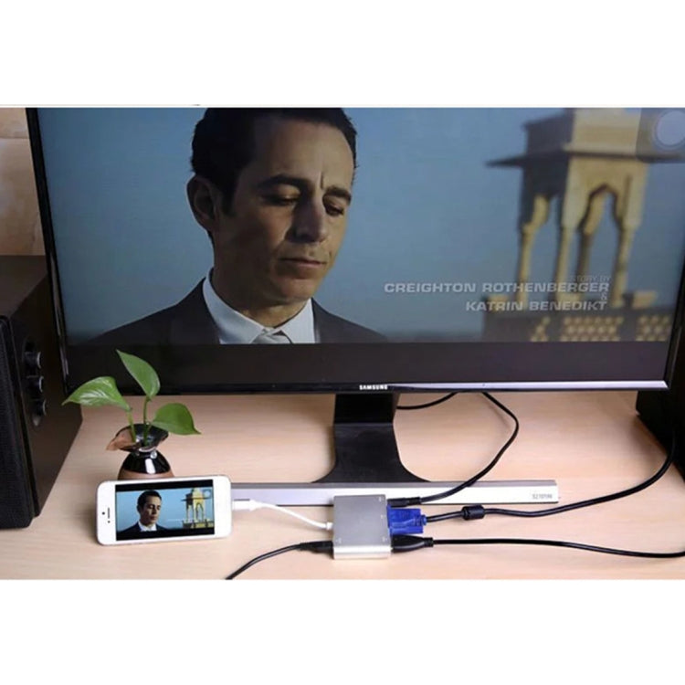 P27 Cover in metallo Convertitore da micro USB a HDMI + VGA HDTV Adattatore AV digitale, alimentazione tramite EZCast, supporto sistema iOS/Android/Windows