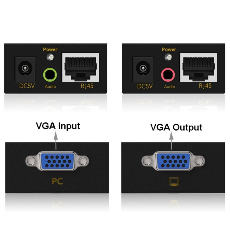 Extender VGA e audio 1920x1440 HD 100 m Cat5e / 6-568B Cavo di rete Adattatore ricevitore mittente, Transmission Distance: 100m