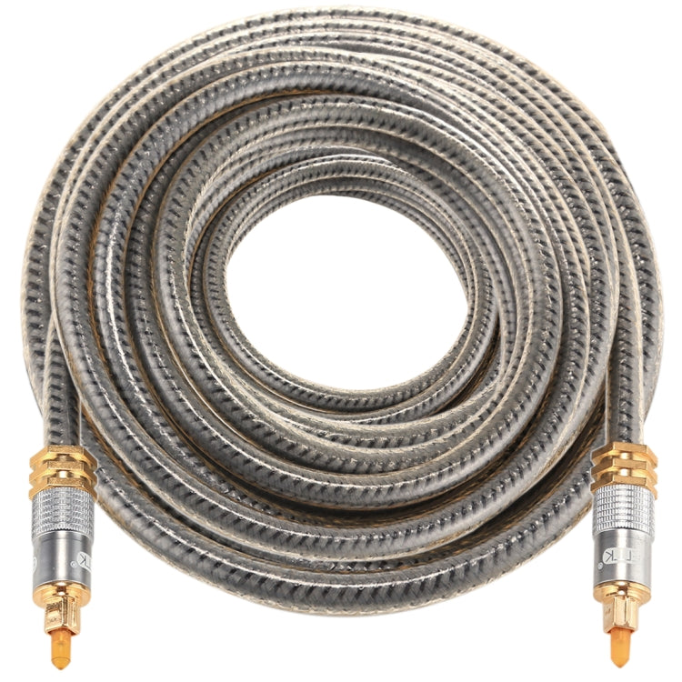 EMK YL-A 15m OD8.0mm Testa metallica placcata oro Toslink Maschio a Maschio Cavo audio ottico digitale, Length: 15m