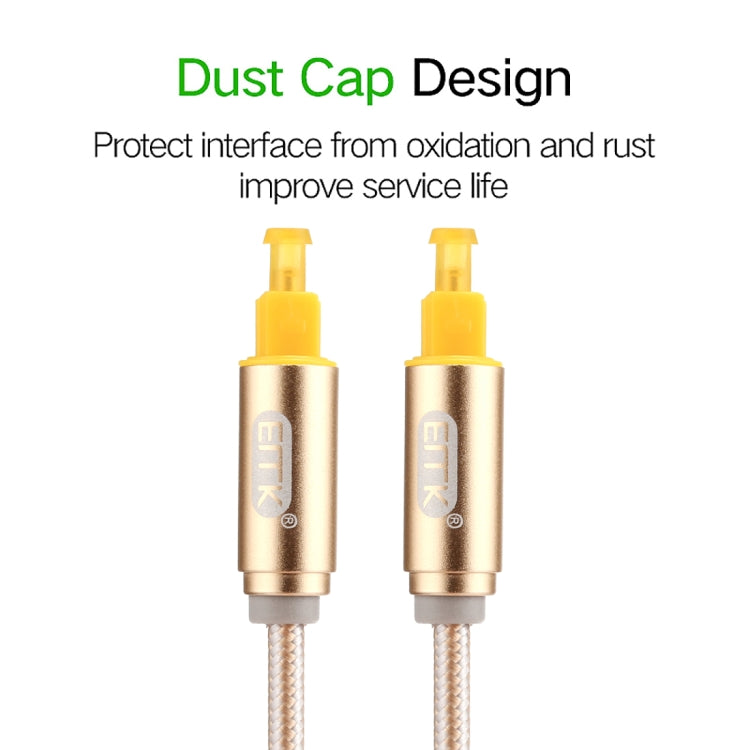 Cavo audio ottico digitale EMK 1m OD4.0mm placcato oro con testa in metallo Toslink maschio a maschio, Length: 1m