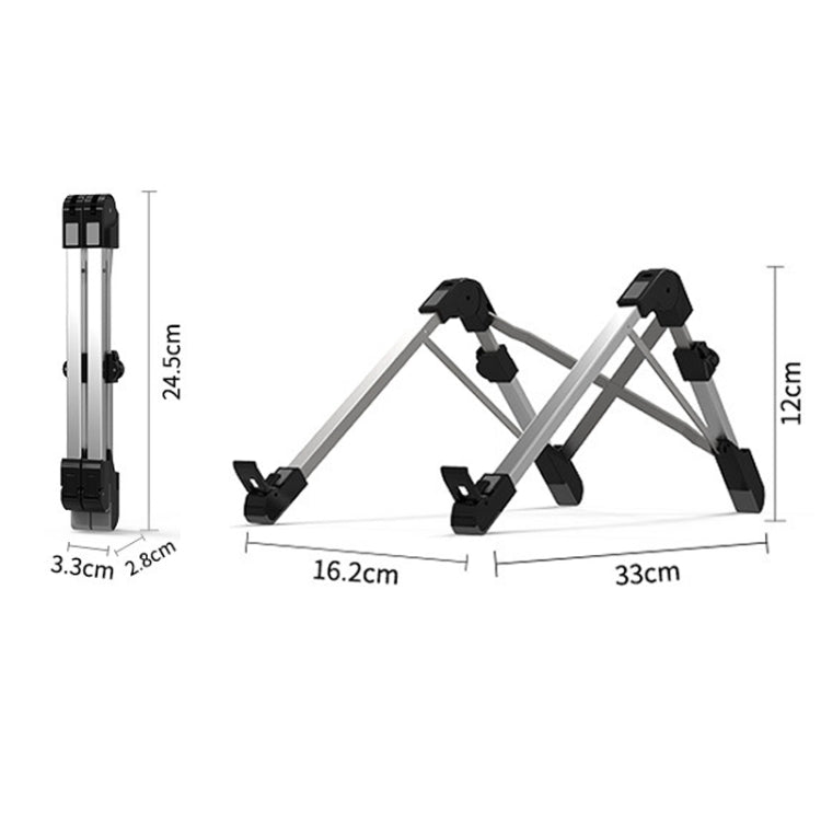 Staffa di dissipazione del calore pieghevole per computer portatile pieghevole per supporto estensibile per laptop in lega di alluminio, dimensioni: 24,5x3,3x2,8 cm