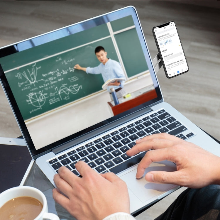 Staffa di espansione per laptop universale incollabile in lega di alluminio Staffa per telefono cellulare con aspirazione magnetica, Silver
