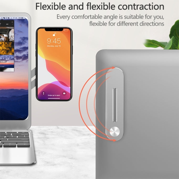 Staffa di espansione per laptop universale incollabile in lega di alluminio Staffa per telefono cellulare con aspirazione magnetica, Silver