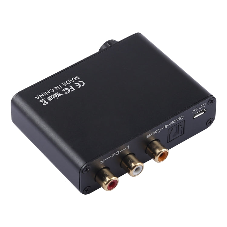 Convertitore DAC 192KHz HD HIFI ottico a RCA + cuffie da 3,5 mm Convertitore audio digitale a 5.1 canali con controllo del volume, 192KHz DAC