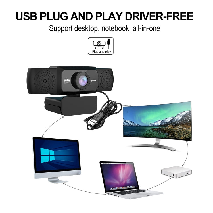 Webcam per PC HXSJ S5 1080P regolabile HD con microfono