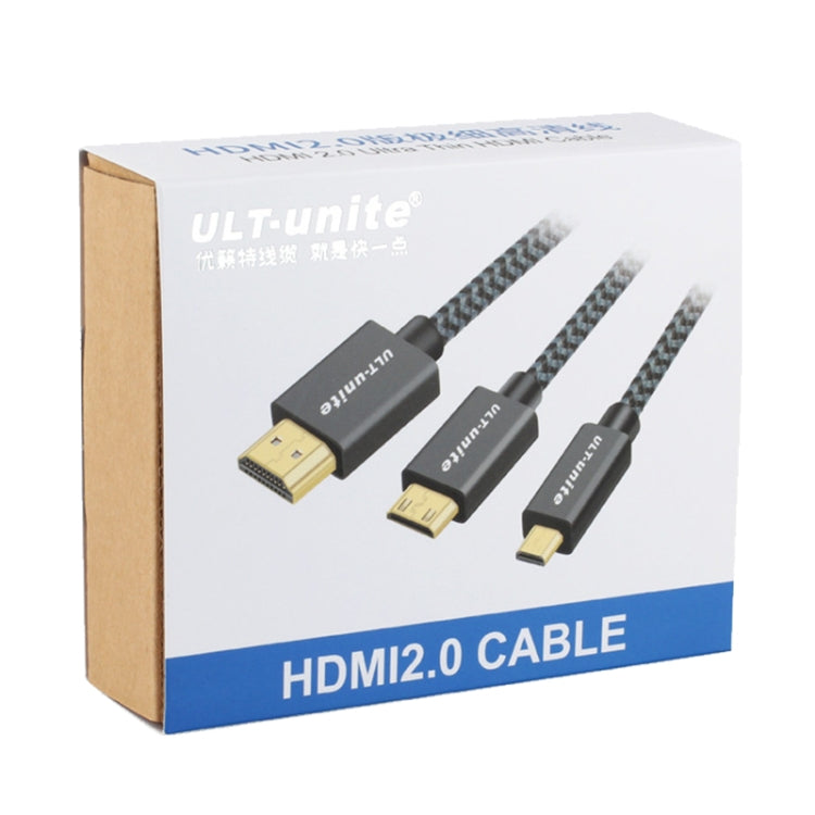Cavo intrecciato in nylon maschio-maschio HDMI 2.0 con testa placcata oro ULT-unite, lunghezza cavo: 2 m, 2m
