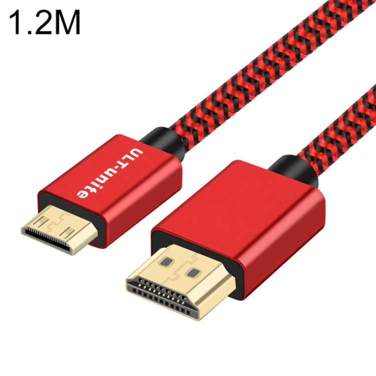 ULT-unite Testa placcata oro HDMI 2.0 maschio a Mini HDMI maschio Cavo intrecciato in nylon, lunghezza cavo: 1,2 m, 1.2m