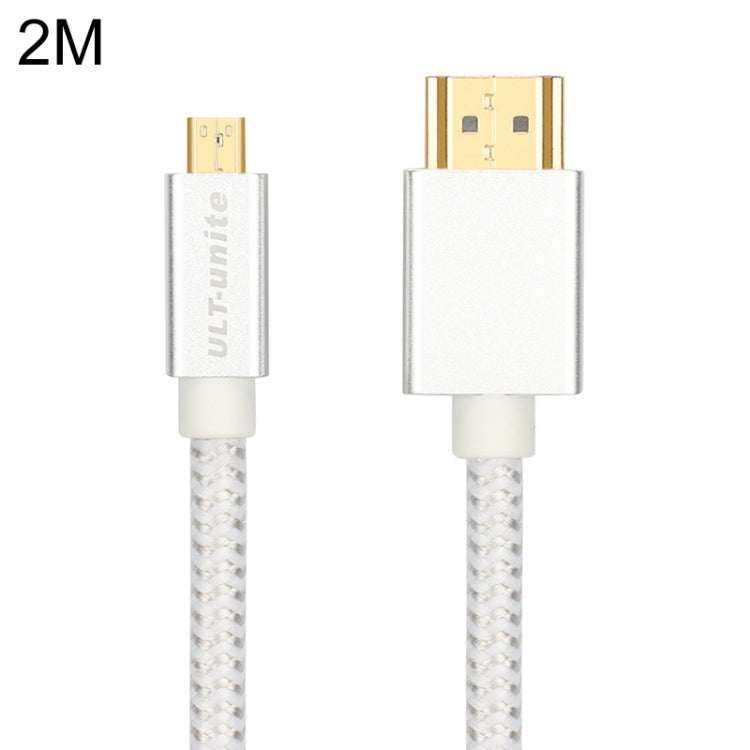 Cavo intrecciato in nylon intrecciato con testa placcata oro ULT-unite da HDMI maschio a micro HDMI maschio, lunghezza cavo: 2 m, 2m