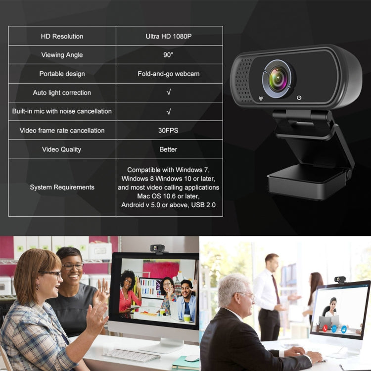 Telecamera W5 HD 1080P USB con fuoco fisso e microfono, W5