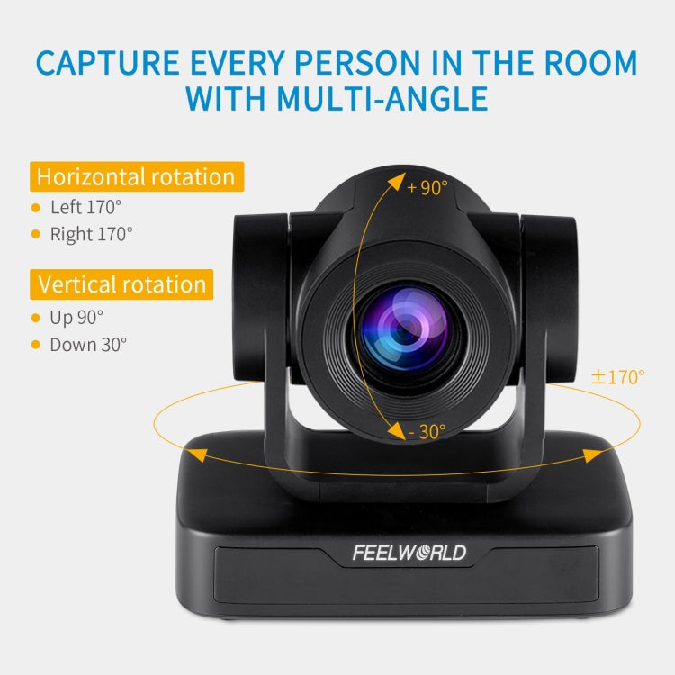 FEELWORLD USB10X Zoom ottico 10X Telecamera per videoconferenza PTZ USB 1080P, presa UE e USA, USB10X