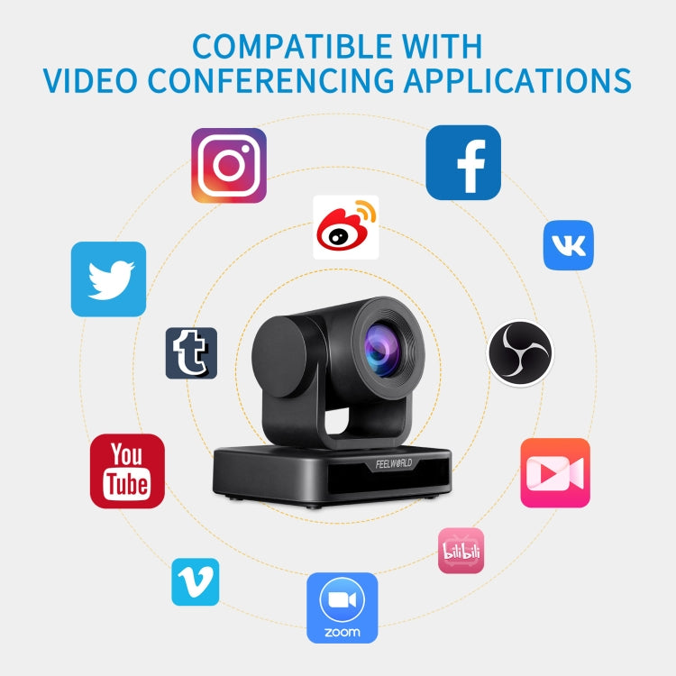 FEELWORLD USB10X Zoom ottico 10X Telecamera per videoconferenza PTZ USB 1080P, presa UE e USA, USB10X