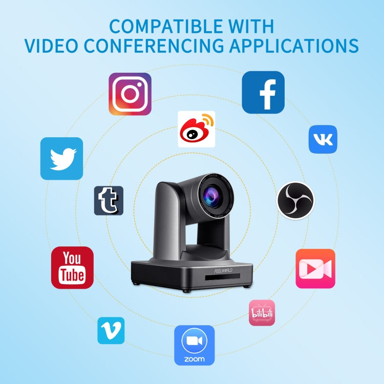 FEELWORLD POE20X Telecamera PTZ con zoom ottico 20X simultaneo per streaming live, presa UE e USA, POE20X