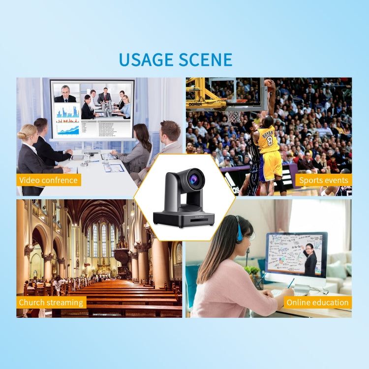 FEELWORLD POE20X Telecamera PTZ con zoom ottico 20X simultaneo per streaming live, presa UE e USA, POE20X