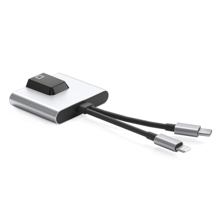 NK-1056Pro 3 in 1 8 pin + USB-C / Type-C maschio a 8 pin ricarica + Ethernet + adattatore femmina per auricolari da 3,5 mm, NK-1056Pro