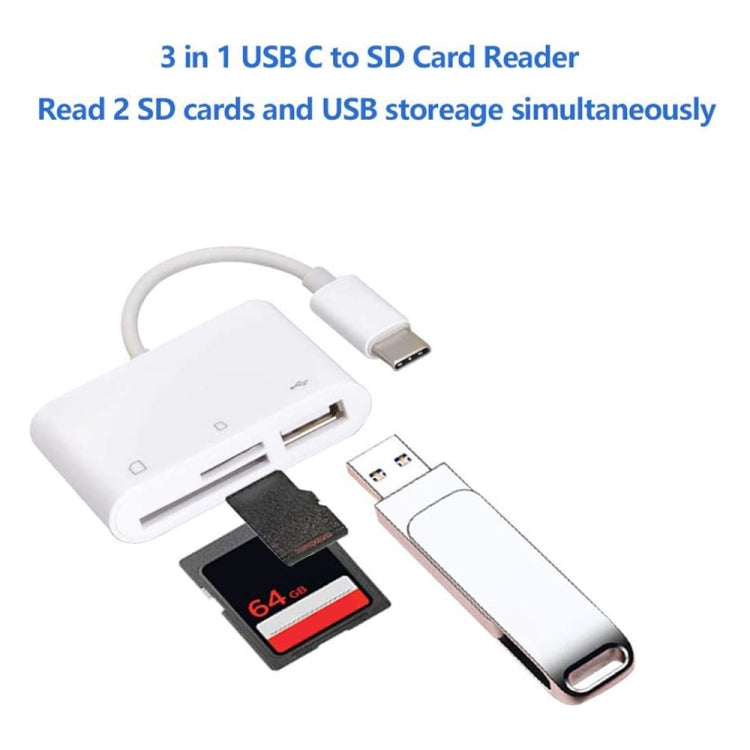 NK103TC Lettore fotocamera 3 in 1 da USB-C/Tipo-C maschio a SD + TF + USB femmina, NK103TC