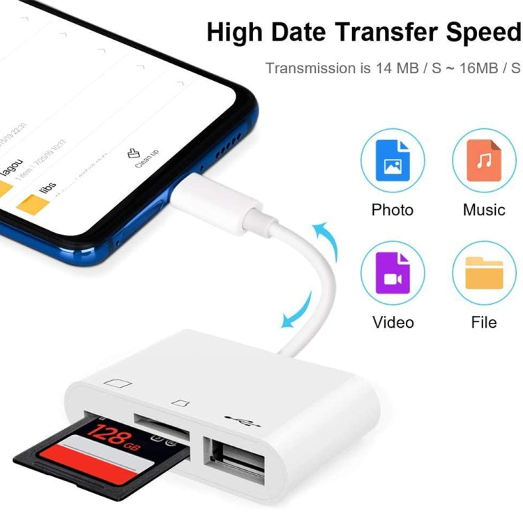 NK103TC Lettore fotocamera 3 in 1 da USB-C/Tipo-C maschio a SD + TF + USB femmina, NK103TC