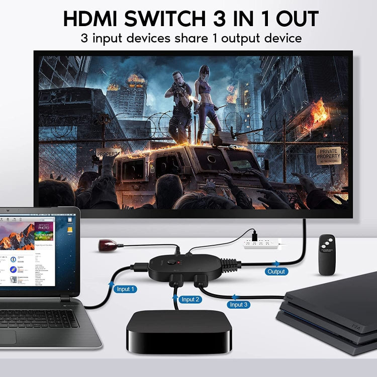 Switch video OZQ2-3 4K HDMI 2.0 3 ingressi 1 uscita, OZQ2-3
