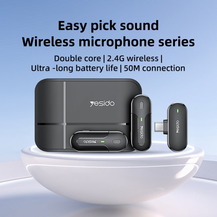 YESIDO KR17 Ricevitore microfono lavalier wireless 2 in 1 di tipo C con scatola di ricarica, KR17