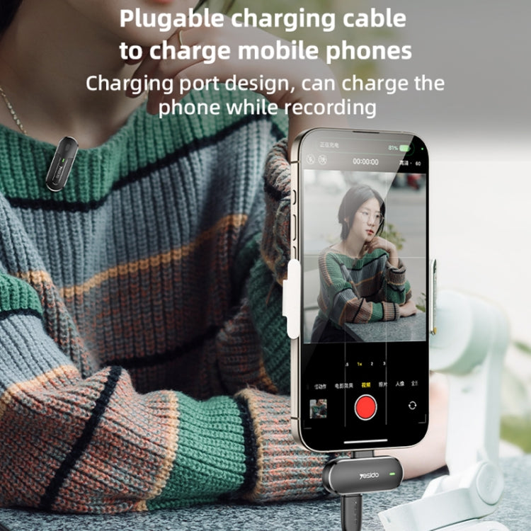 YESIDO KR17 Ricevitore microfono lavalier wireless 2 in 1 di tipo C con scatola di ricarica, KR17