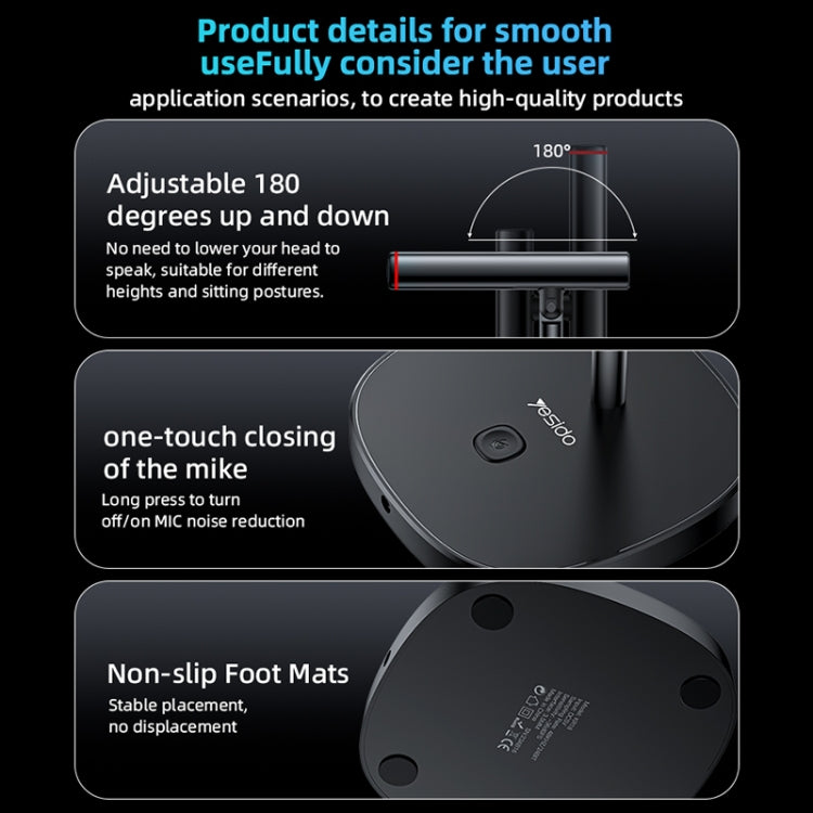 Microfono USB con cancellazione del rumore da tavolo omnidirezionale YESIDO KR18 a 360 gradi, KR18