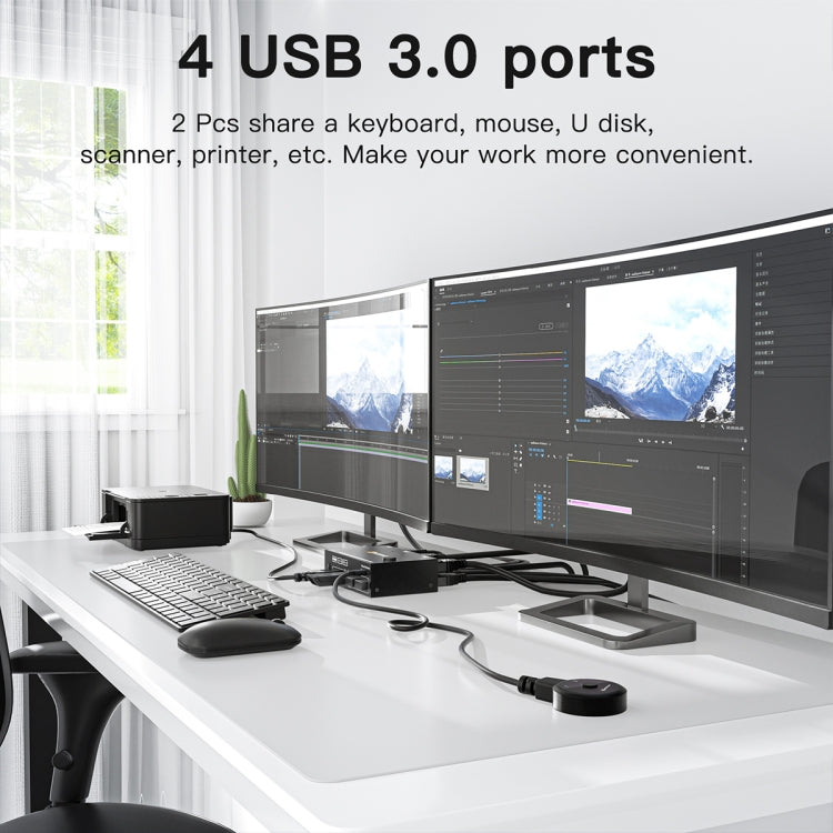KC-KVM202AS Switcher KVM a doppio display USB 3.0 USB 3.0 4K 60HZ Supporto per schermata di blocco analogico EDID, KC-KVM202AS